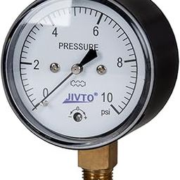 JIVTO 0-10 Psi Low Capsule Pressure Gauge,2-1/2" Dial,1/4" NPT Lower Mount,Zero Adjustment,for Air Gas Water Regulator Pressure Test-22