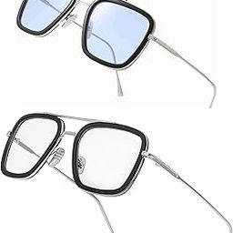 Tony Stark Iron Man and Spider-Man Vintage Square Metal Frame Sun Glasses for Men Women-42