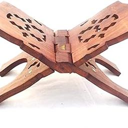 Santarms Sheesham Wooden Hand Carved Holy Book Reading Stand for Quran, Bhagwat Gita, Bible, Ramayana & Guru Granth Sahib for Rehal Books Holder - 12inch-image-72
