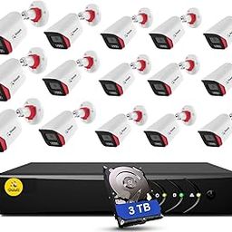 QIDOTS 16 Channel CCTV Combo Set 4K 8 MP IP Bullet Cameras with 16 Channel NVR 16pc Metal Body Bullet IP Camera ColourVu Dual Mode with 3TB Hard Disk-5