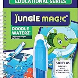 Jungle Magic Plastic Doodle Waterz- Reusable I Water Colouring Book- Sea Creatures I Self-Drying with Easy to Hold Water Pen I Educational Toy for Kids, Multicolor-image-22