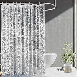 Kuber Industries Shower Curtain (7 Feet) Bathroom Curtain | AC Curtains | PVC Waterproof Bathtub Curtain | 8 Rings Curtain | Bathroom Window Curtain | Stone Print | Transparent-0