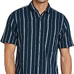 Men's Regular Fit Textured Striped Casual Shirt-image-3