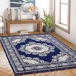 RVS DECOR Chenille Carpet 5x7 Feet | Soft Velvet Rug for Living Room, Hall & Bedroom | Floor Carpet for Home | Designer Dari for Floor 150x210 cm | Non-Slip, Trendy & Durable Kalin (Dark Blue)-image-18
