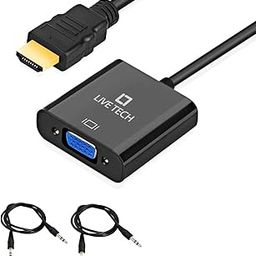Live Tech Gold-Plated HDMI to VGA Adapter with Audio Cable (Male to Female) for Computer, Desktop, Laptop, PC, Monitor, Proj, HDTV, Raspberry Pi, Media P, Xbox - Black [NOT for VGA to HDMI]-29