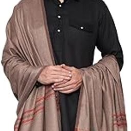 Men's Poly Wool Kullu Border Lohi Shawl-image-24