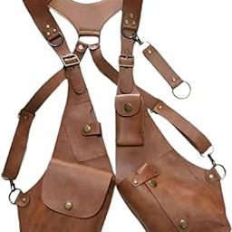 Hidden Underarm Shoulder Bag Women Men Backpack for Travel Parties Steampunk Khaki-41
