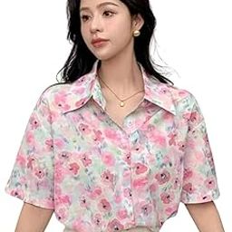 Oversized Shirt for Women – Korean Casual Short Sleeve Loose Fit Top | Plus Size Summer Wear for Girls & Women-image-98