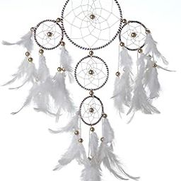 M.S TRADERS White and Brown 4 Tier ~ Handmade Hangings for Positivity (Can be Used as Home Decor, Gift, Wall Hangings, Meditation Room, Yoga Temple, Wind Chime & Car Feather Hanging)-image-47