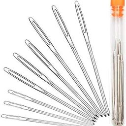 Hekisn Large-Eye Blunt Needles, 9 Piece Stainless Steel Yarn Knitting Needles, Sewing Needles, Crafting Knitting Weaving Stringing Needles,Perfect for Finishing Off Crochet Projects (Silver) (9)-image-24