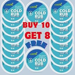 TERUM Ayurvedic Cold Rub 10 ml Pocket Pack– Pack of 10, Get 8 FREE, Quick Relief from Cold, Cough, Headache & Stuffy Nose with Menthol, Camphor & Eucalyptus-image-39