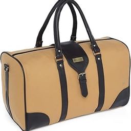 Earth Friendly 35L Travel Duffle Bag Cabin Bag Made of Canvas Fabric Recycled from PET Bottles Weekender Bag for Men Women (Beige)-image-86