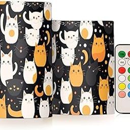 Flameless Candles Battery Operated Flickering LED Candles with Remote Control Orange White Cat Color Changing Candles for Halloween Christmas Wedding-image-82