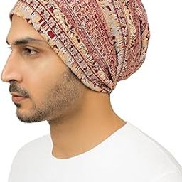 Youstylo Unisex Printed Cotton Beanie Cap | Soft Stretchable Slouchy Skull Cap for Men & Women | Lightweight Breathable Headwrap for All Seasons (Multi-Red)-image-89