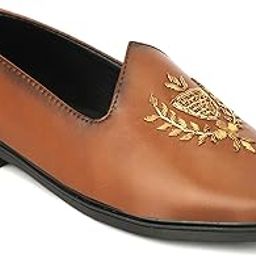 Men's Black Embroidered Faux Leather Formal Slip-On Loafers | Elegant Party & Office Wear Shoes-image-85