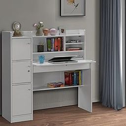 DeckUp Plank Versa Engineered Wood Study Table and Office Desk (White)-image-24
