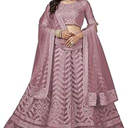 Varni Fabrics Women's Semi-stitched Net Heavy Multi Embroidered Lehenga Choli With Dupatta-36