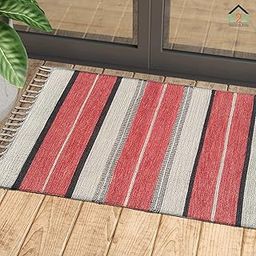 H2H Cotton Stripe Design|Unique Color Combination Bedside Rectangular Rug|60Cm X 90Cm-Red (60X90Cm)-image-56