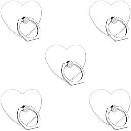 Crysendo Finger iRing Stand, Pack of 5 | 360°Rotation Universal Mobile Grip Holder Kickstand | Plastic Random Color Love Heart iRing Holder (Transparent - 5pcs)-image-4