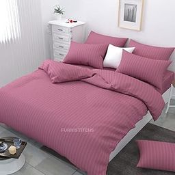 Furnistitchs Glace Cotton Plain Satin Stripes Duvet Cover/Comforter Cover/Rajai Cover/Blanket Cover/Quilt Cover (Onion, Single 60x90)-image-18