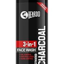 Beardo 3-in-1 Activated Charcoal Face Wash| Deep Cleanse, Exfoliate & Detoxify | All-in-One Face Wash for Oily Skin, Dirt & Pollution Removal | Oil Control Face wash for men 200ml-0