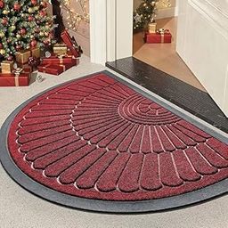 VALDIVIAN Rubber Coir Moulded Entryway Rug for Indoor & Covered Door Entrances Driver Foot Mat for Home | Doormats, Bathmats, Entrance mats (1, Semicircular - Red)-image-89