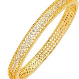 925 Sterling Silver Gilded Elegance Two-Line CZ Gold Plated Bangle (Single) | Gift for Women and Girls | With Certificate of Authenticity & 925 Hallmark |Rakhi Gift for Sister | Gift for Sister-image-41