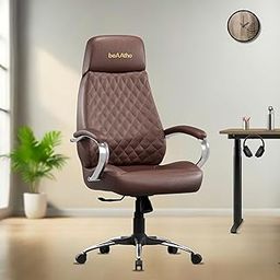 beAAtho® Zen Leatherette Executive Office Chair | High Back Revolving Chair with Integrated Lumbar Support | Ergonomic & Comfortable Seating | 3-Year Warranty by beAAtho | Adjustable Height | Brown-23