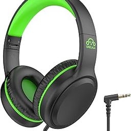 UKELALA Green Wired Headphones for Boys Portable On Ear Youth Headphones for School Airplane Travel Lightweight Portable Compatible with Pad Computer Laptop for Adults Student Children Girls Kids-0