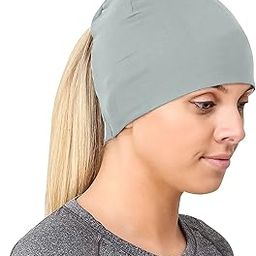 Women's Winter Ponytail Beanie Hat High Messy Bun Beanie with Ponytail Hole Soft Warm Running Sports Knit Skull Cap | Pack of 1 | Light Stone | Free Size | lite-Stone-Color-Winter-Cap-40