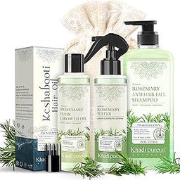 Khadi Pureus Herbals Rosemary Anti Hair Fall Combo Kit | Rosemary Anti Hair Fall Shampoo + Rosemary Hair Growth Oil + Rosemary Water for Control Hairfall, Reduce Dandruff & Repairs Hair Damage | Complete Hair Problem Solution (870 ml)-picture-0