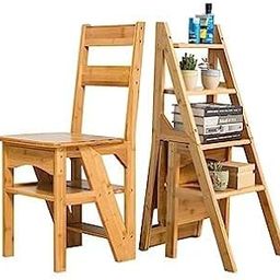 MAHOKSHA Folding Portable Wooden Step Ladder - 4 Step Stool for Home, Adults, Counter Chair - Anti-Slip & Lightweight-20