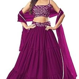 Women's Georgette Semi Stitched Lehenga Choli For Wedding-image-84