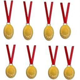 Swastik Enterprises 12 Gold Medals for Any Event Competetion Medals/Functions Medals/Throw Ball Medal/Cricket Medals/Volley Ball (Red Ribbon Installed)-image-54