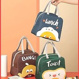 wolpin Fabric Insulated Lunch Bags For Office Women, Men, Kids Travel Box/Tiffin/Storage Bag, College & School (Blue Egg), 7084 ML-17