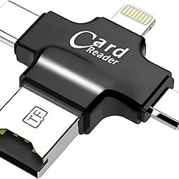 Meshiv 4 in 1 OTG Card Reader Four Ports : Lightning + Type C + Micro USB + USB Card Reader - Like Iflash, Idisk for iPhone, Ipad, Micro USB, SDHC Lightning Flash Drive (No Memory, Silver-6