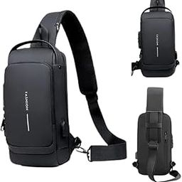 Waterproof Polyester Slim Unisex Crossbody Sling Bag Chest Backpack Men's Shoulder Bag, Leisure Travel Handbag, Hard Shell Anti-Theft Chest Bag-image-66