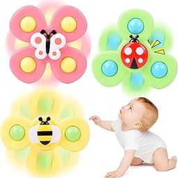 Royals hub 3PCS Suction Cup Spinner Toys for 1 Year Old Boy Girl|Spinning Tops Bath Toys for Kids Ages 1-3|Sensory for Baby 6 12 18 Months Boy Birthday Gift Table/Window/ (Return Gift for Kids)-13