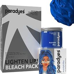 Paradyes Semi-permanent Rudolphi Blue DIY Conditioner Based Hair Colour 120 gm and Lighten Up! Bleach Pack 30 Vol. for all Hair Types-image-17