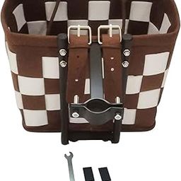 UJEAVETTE Folding Bike Frame Basket Picnic Multi Purpose Tricycle Shopping Bag Cycling Brown White Stand-image-26