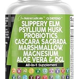 Slippery Elm Psyllium Husk Pre Probiotic Digestive Gut Health Supplement with Aloe Vera Cascara Sagrada Marshmallow Root DGL Licorice Senna Extract-image-81