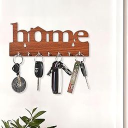 Kuber Industries 7 Hook Wooden Key Holder for Home Decor Stylish | Key Holder Stand & Key Stand for Wall | Key Hangers & Decorative Items for Home Decor | Home - Dark Brown-image-47