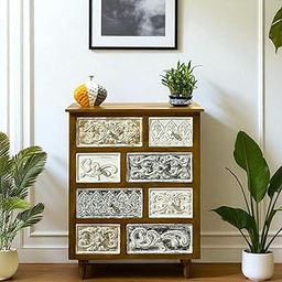 Kraft Bazaar Solid Wood Udaipur Chest of Drawers | 8-Drawer Wooden Dresser with Storage | Light Brown Distressed Finish-image-102