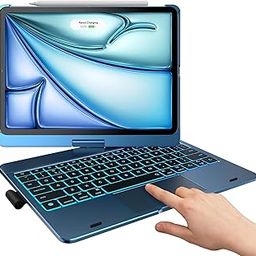 typecase Touch Keyboard for iPad Air 11 (M3/M2, 2025/2024), iPad Pro 11 (4th/3rd/2nd/1st Gen) & iPad Air 5th/4th, Multi-Touch Trackpad, 10-Color Backlit, 360° Rotable,Pencil Holder (Pacific Blue'25)-image-60