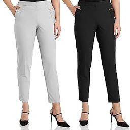 Women's Casual Dress Pants, 2 Pack, Pockets, for Business Meetings-image-0