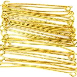 Jaz DIY Gold Plated Metal Bracelet, Necklace, Anklet Making Eye Pins - 100 Pieces-image-4