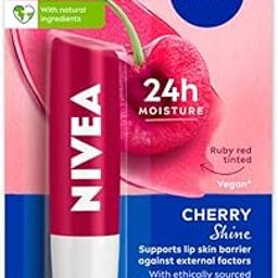 NIVEA Cherry Shine 4.8g Lip Balm|24 H Melt in Moisture Formula|Natural Oils|Glossy Finish,4.8 g (Pack of 1)-36