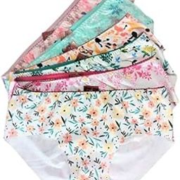 Women’s Cotton Ice Silk Printed Seamless Panties Medium Waist Briefs Ladies Underwear Random Design Multicolor (Pack of 3) (L)-3