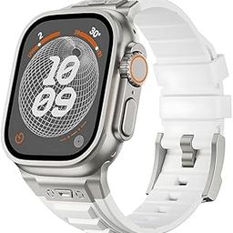 Redefine High-Elastic with Titanium Buckle Silicone with Metal Hardware Watch Compatible with Apple Watch Ultra & Ultra 2 49mm 45mm 44mm 42mm for iWatch Series 9 8 7 6 5 4 SE-image-77