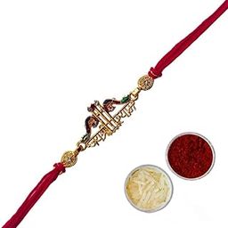 Premium Gold Plated Auspicious With Diamond Jai Shree Shyam Rakhi for Brother Bhai Bhaiya Gifts for Brother, Sister with Roli Chawal and Greeting Card_D 1 (Set of 1)-image-47